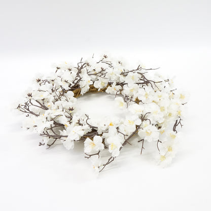 Lights4fun, Inc. 19.5” Artificial White Blossom Flower Spring Wreath