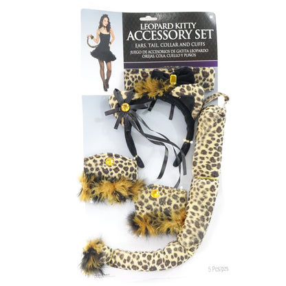 Vibrant Colorful Blend Leopard Kitty Accessory Set - Adult Size