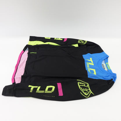 Troy Lee Designs Youth Fractura Jersey (Large, Black/Flo Yellow)