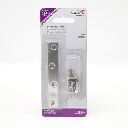 National Hardware N348-375 4 X 5/8 Stainless Steel Mending Braces 2 Pack