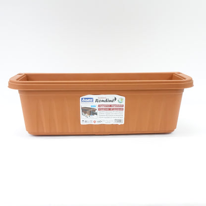 Bama Resin Balcony Flower Box with Hooks, Terracotta, 60 cm