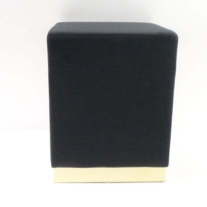 Homebeez 14.6" Square Velvet Ottoman Footrest with Gold Metal Trim, Black