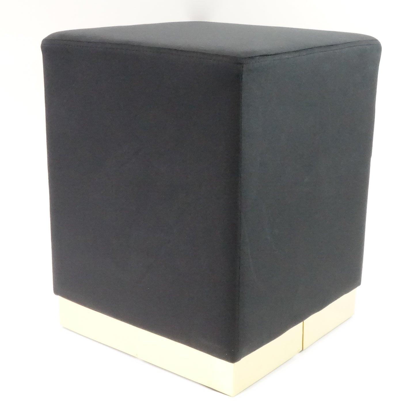 Homebeez 14.6" Square Velvet Ottoman Footrest with Gold Metal Trim, Black