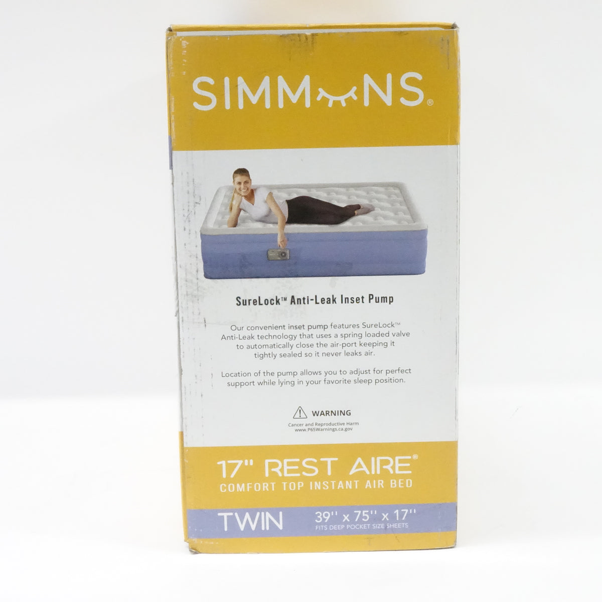 Simmons 17" Mattress Air Bed with Side Built-in Pump- Twin