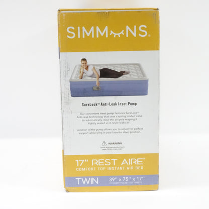 Simmons 17" Mattress Air Bed with Side Built-in Pump- Twin