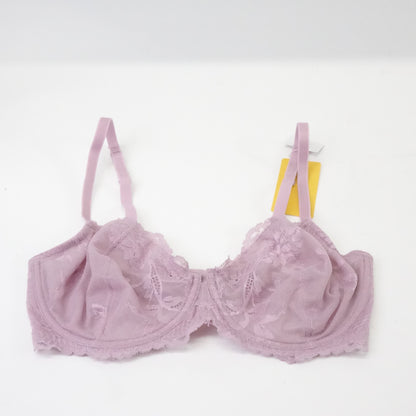 Wingslove Lace Bra Sheer Bra Non Padded Underwired Unlined (Light Purple, 34DD)