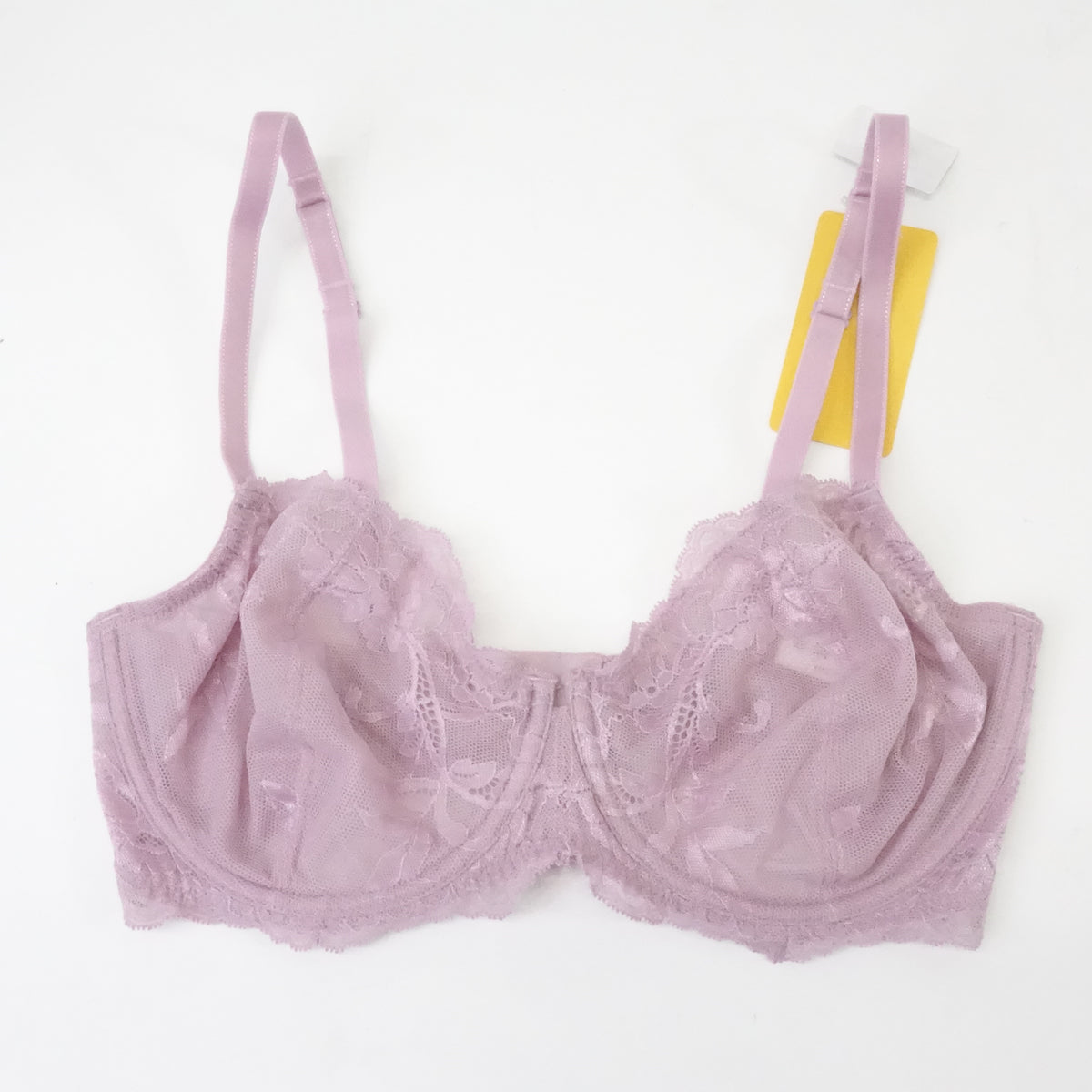 Wingslove Lace Bra Sheer Bra Non Padded Underwired Unlined (Light Purple, 34DD)