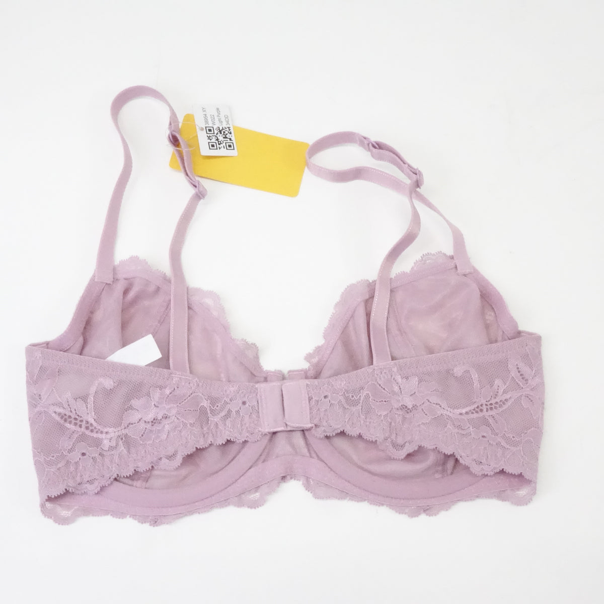 Wingslove Lace Bra Sheer Bra Non Padded Underwired Unlined (Light Purple, 34DD)