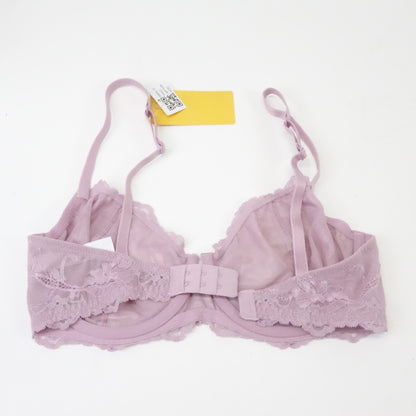 Wingslove Lace Bra Sheer Bra Non Padded Underwired Unlined (Light Purple, 34DD)