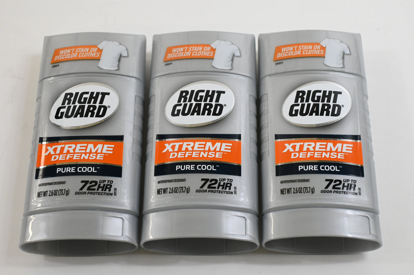 Right Guard Xtreme Defense Invisible Solid Antiperspirant Deodorant, Pure Cool, 2.6 oz (Pack of 3)