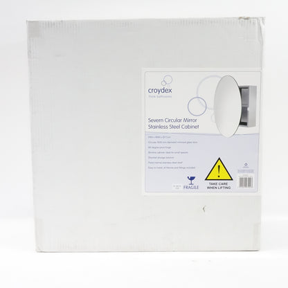 Croydex WC836005 Severn Circular Door Mirror Cabinet Stainless Steel - New