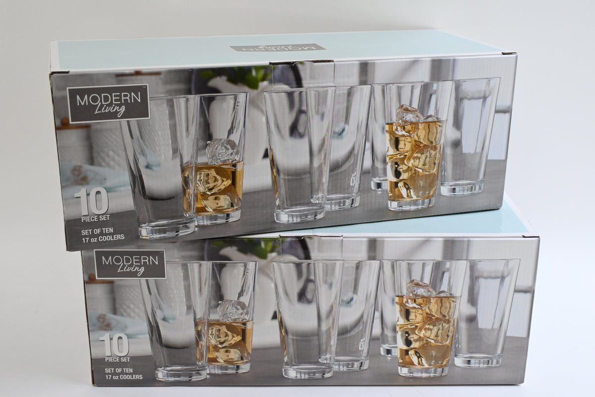Home Essentials Crystal Fleur De Lis Red HB- Set of 20, 17oz glasses