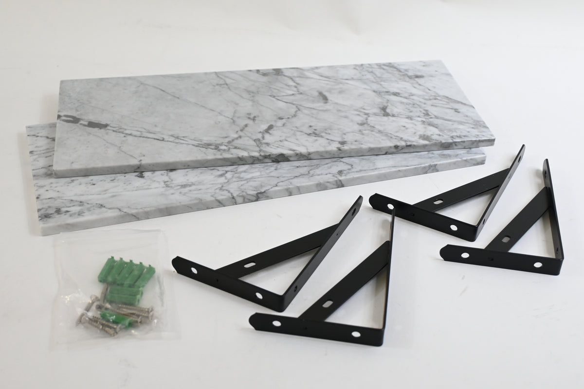 JESSILIN HOME 2PCS Marble Wall Mounted Floating Shelves 15.7" L x 6.3"