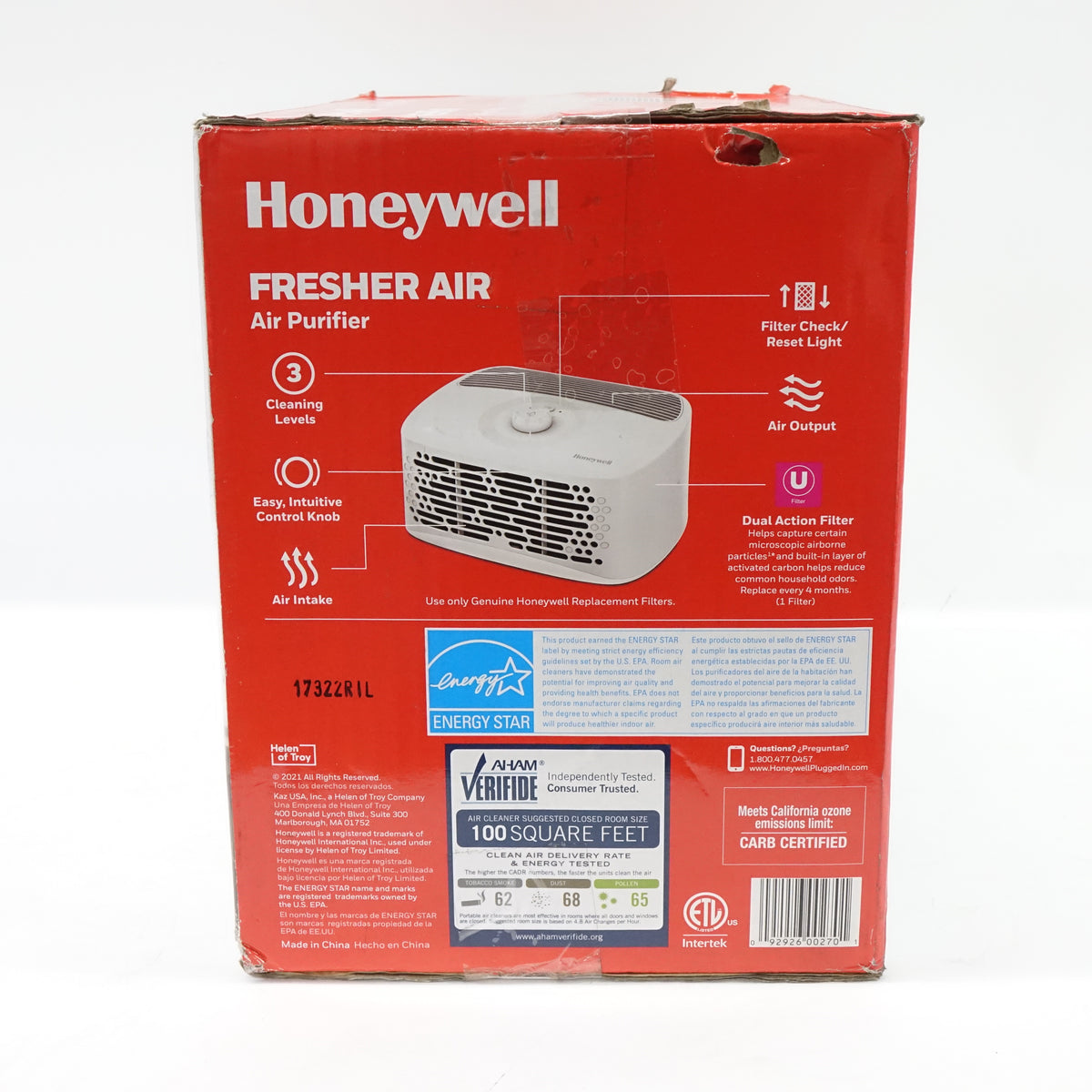 Honeywell HHT270WHD HEPA Clean Tabletop Air Purifier (White) - Open Box