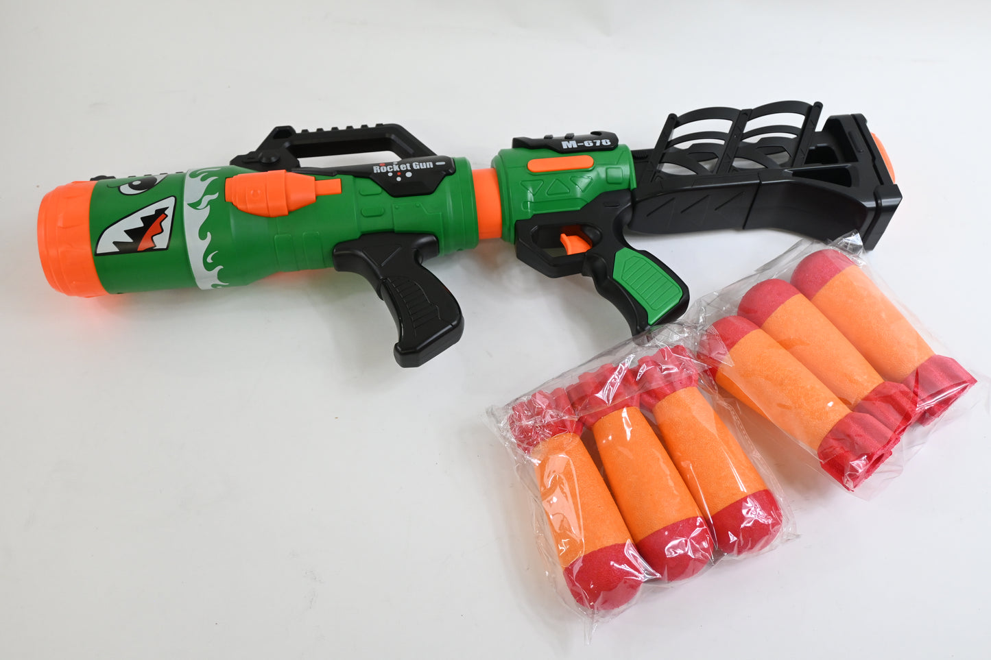 Toy Rocket Barrel Launcher-Fires Foam Rockets, Includes 6 Rockets