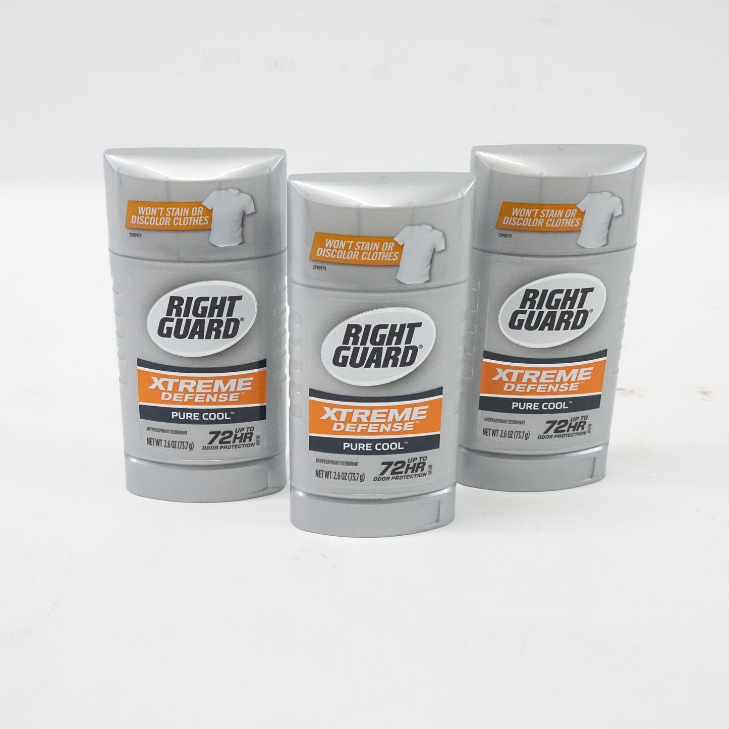 Right Guard Xtreme Defense Invisible Solid Deodorant, Pure Cool, 2.6 oz (3 Pack)