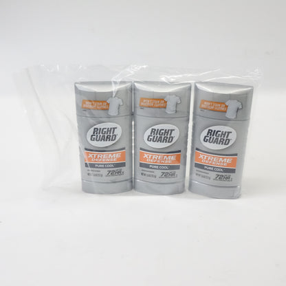 Right Guard Xtreme Defense Invisible Solid Deodorant, Pure Cool, 2.6 oz (3 Pack)