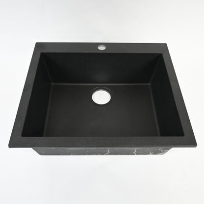 Houzer Cassiano Granite Composite Drop-In Kitchen Sink 24" Single Bowl Midnite