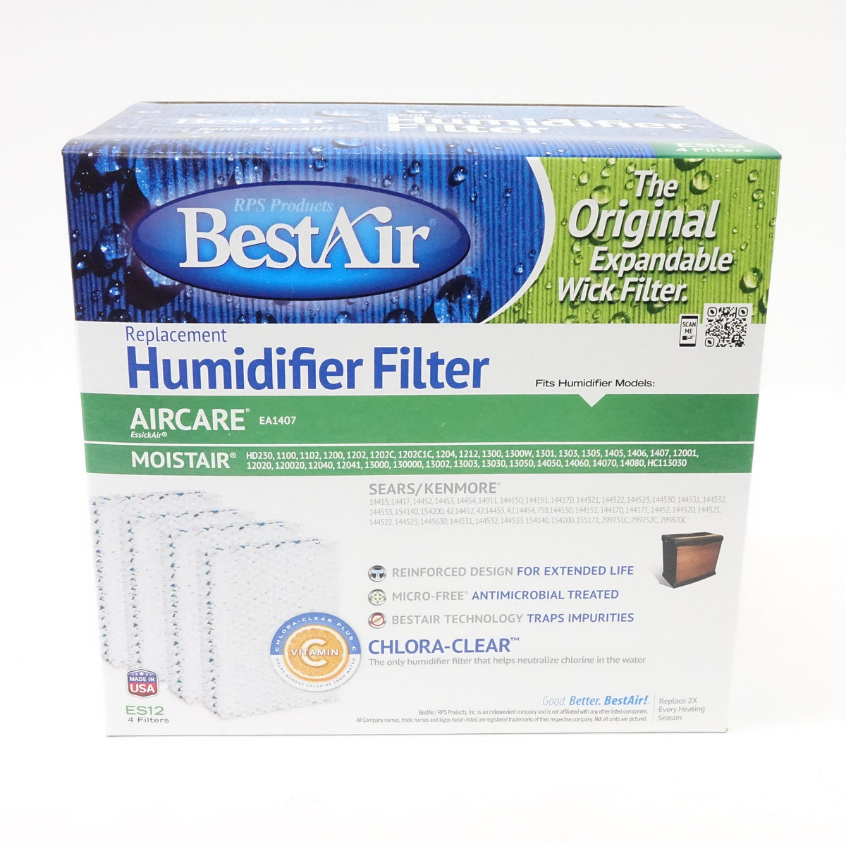 ES12-2 Extended Life Replacement Filter 10" x 9.4" x 6.5", 2 Pack Filters - New