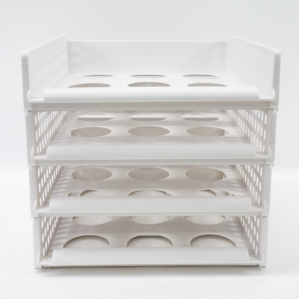 Uncluttered Designs Sliding Stackable Shelves - White- 4 set