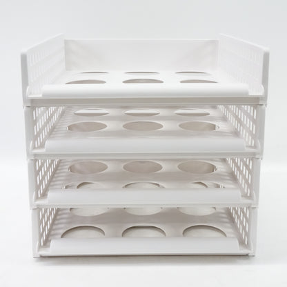 Uncluttered Designs Sliding Stackable Shelves - White- 4 set