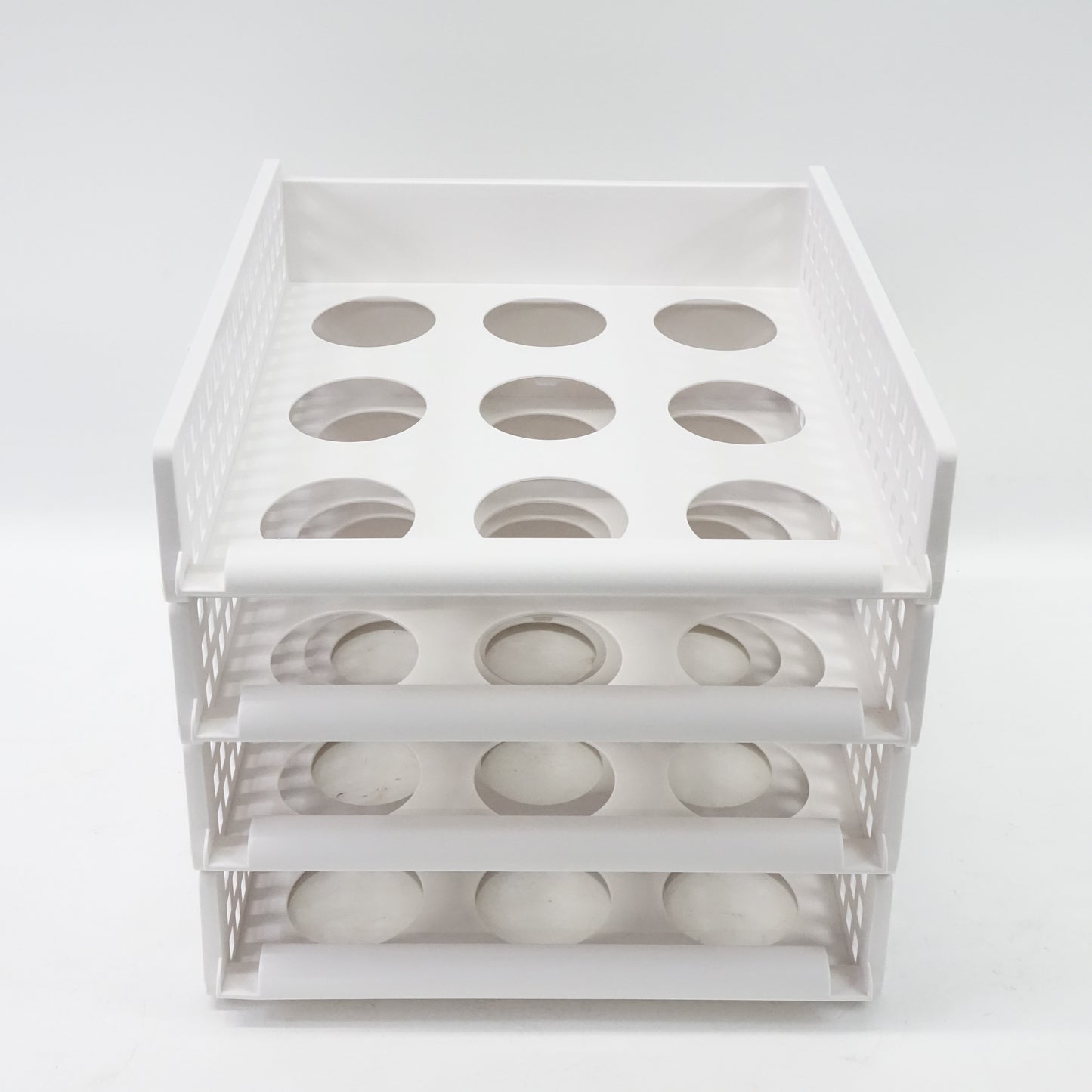 Uncluttered Designs Sliding Stackable Shelves - White- 4 set
