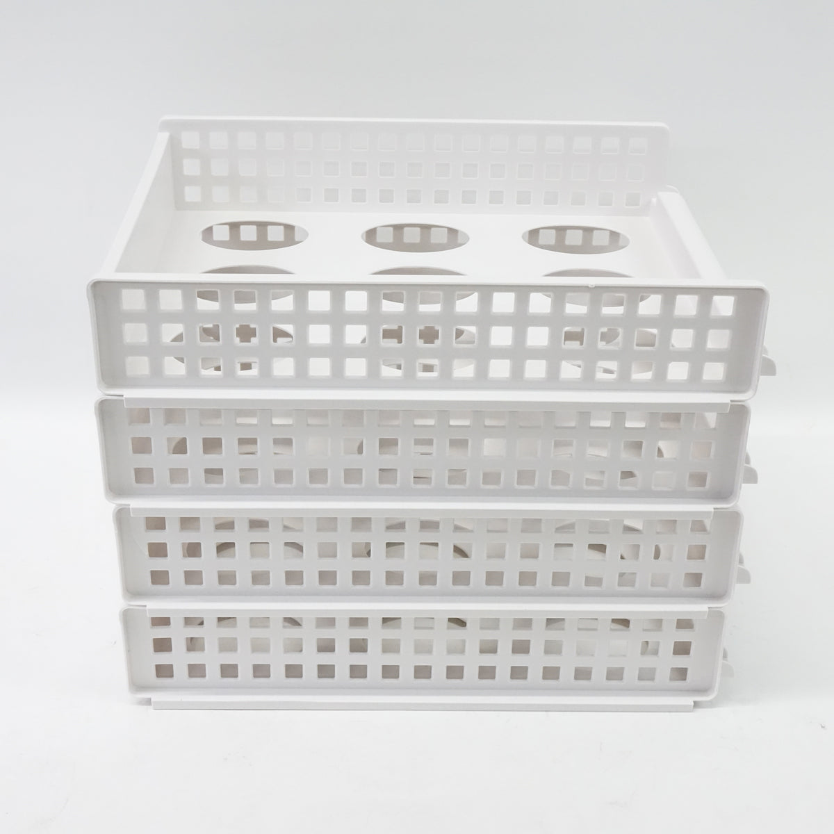 Uncluttered Designs Sliding Stackable Shelves - White- 4 set