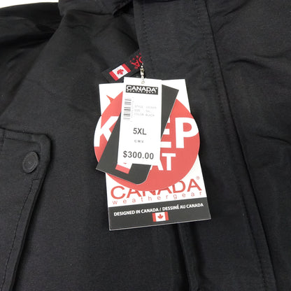 Canada Weathergear Men's Heavyweight Winter Bomber Parka Jacket Black 5XL NWT -