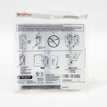 Legrand 2 Gang Screwless Wall Plate White Outlet Cover - New