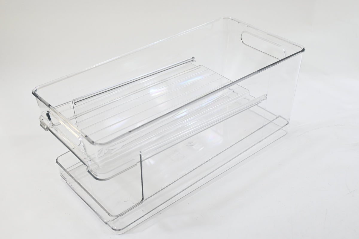 Soda Can Organizer, 2-tier Auto-Rolling Down Soda Can Dispenser