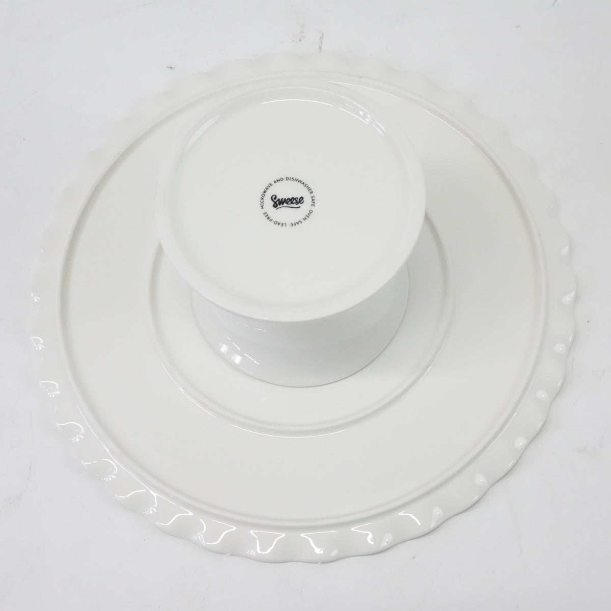 Sweese 710.101 11-Inch Porcelain Cake Stand, Round Dessert Stand, Cupcake Stand for Birthday Parties, Weddings, Baby Shower and Other Events, White