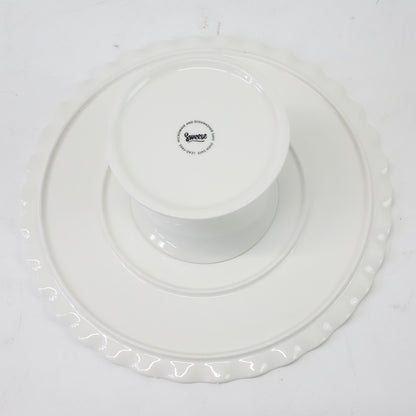 Sweese 710.101 11-Inch Porcelain Cake Stand, Round Dessert Stand, Cupcake Stand for Birthday Parties, Weddings, Baby Shower and Other Events, White