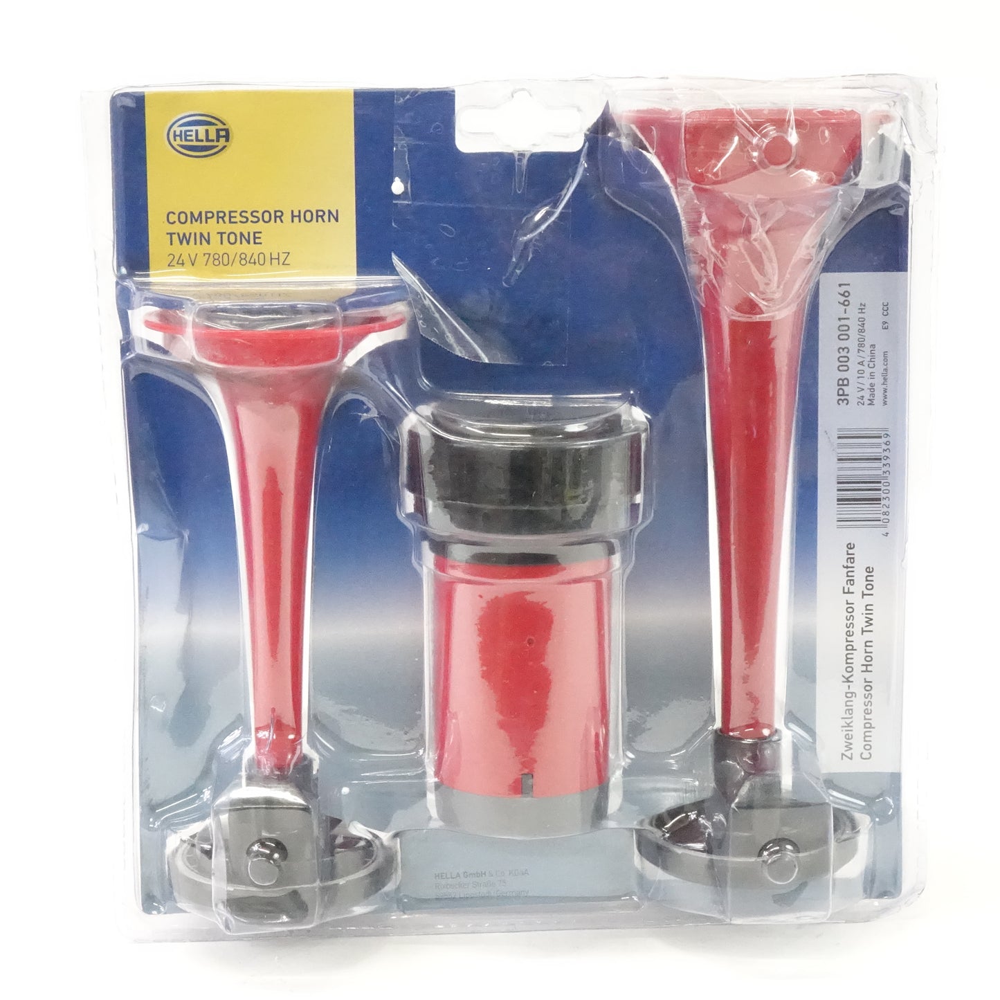 HELLA 3PB 003 001-661 Trumpet Horn - 24V - 118dB(A) - Frequency Range: 780/840Hz