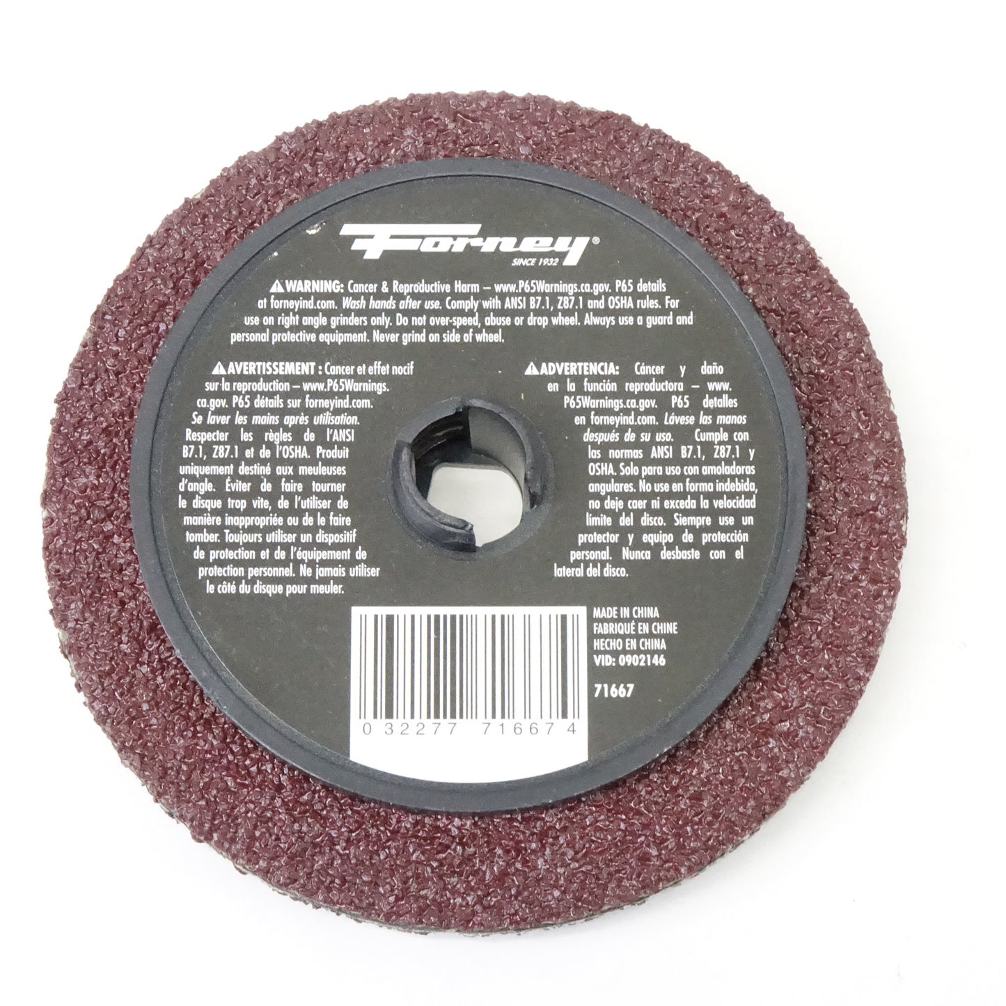 Forney 71667 Aluminum Oxide Discs 7/8" Arbor 4-1/2", 24-Grit 3 Pack - New