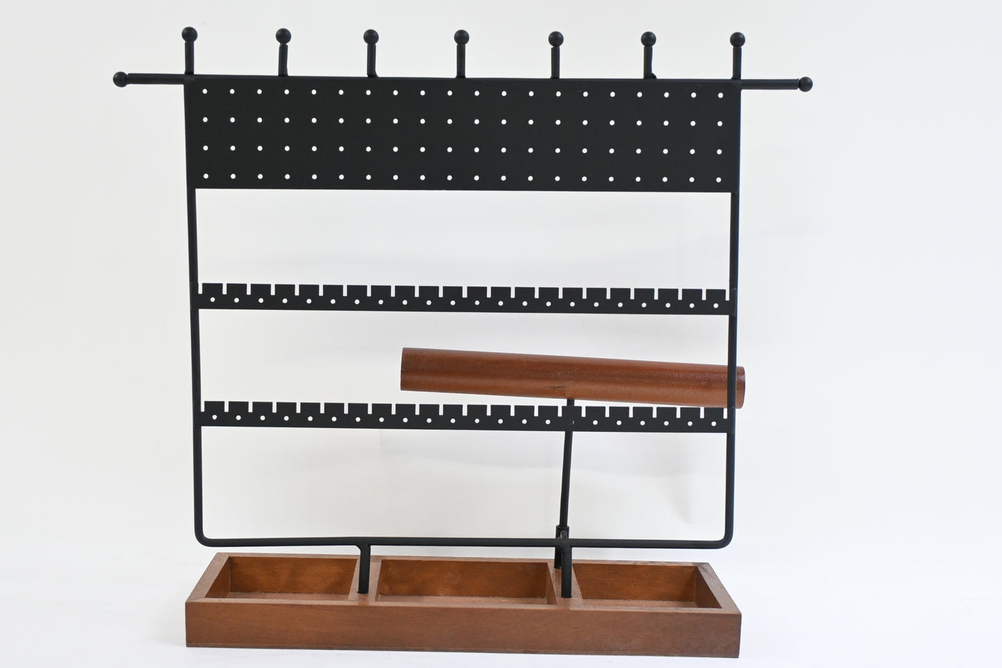 QILICHZ Earring Organizer and Holder w/ 124 Holes and Wooden Tray - New