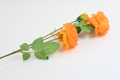 Peony, Orange-Yellow, 65cm high, 8cm in Diameter, Realistic, Pack of 1 Branch.