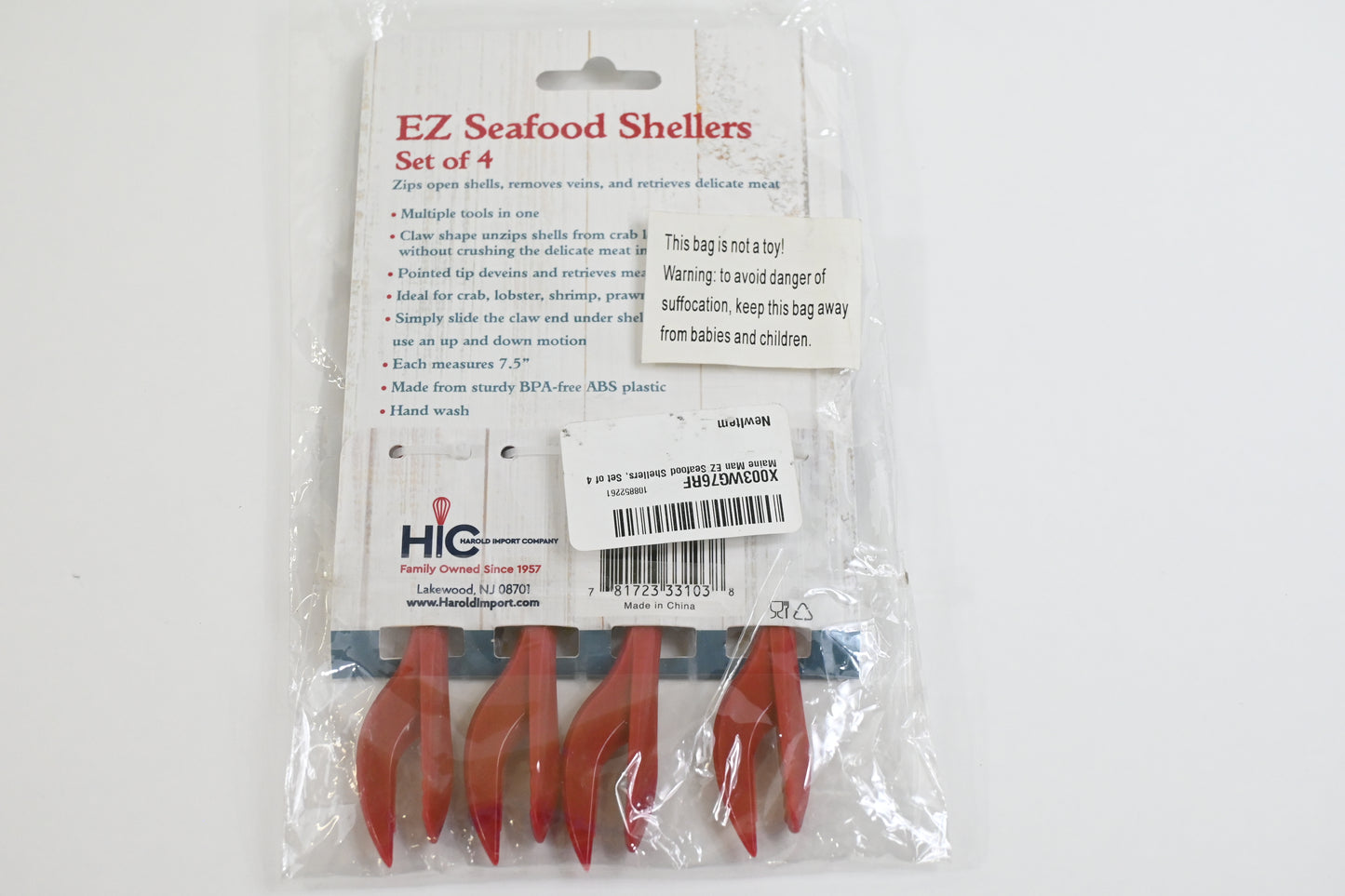 Maine Man EZ Seafood Shellers Set of 4 Lobster Crab Shellfish Utensils - New