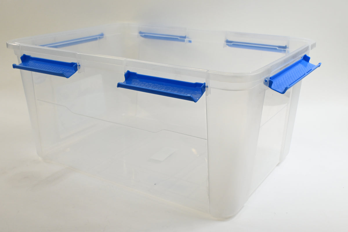Ezy Storage 75L 79.3 Qt IP67 Waterproof Storage Box Clear Tote Heavy Duty Blue L