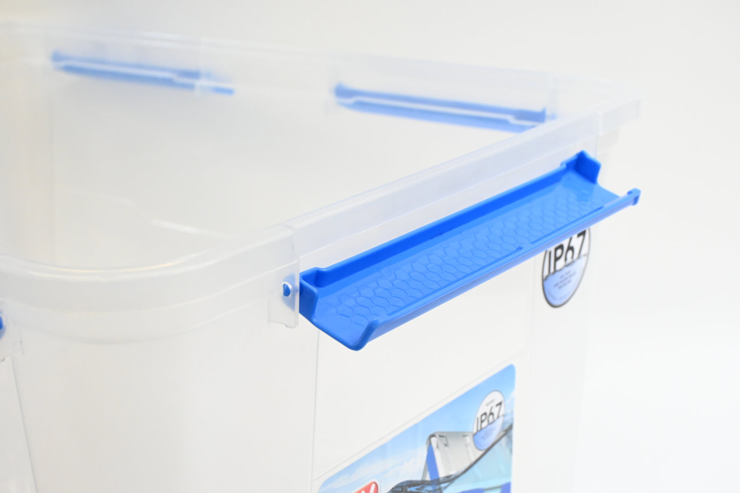 Ezy Storage 75L 79.3 Qt IP67 Waterproof Storage Box Clear Tote Heavy Duty Blue L