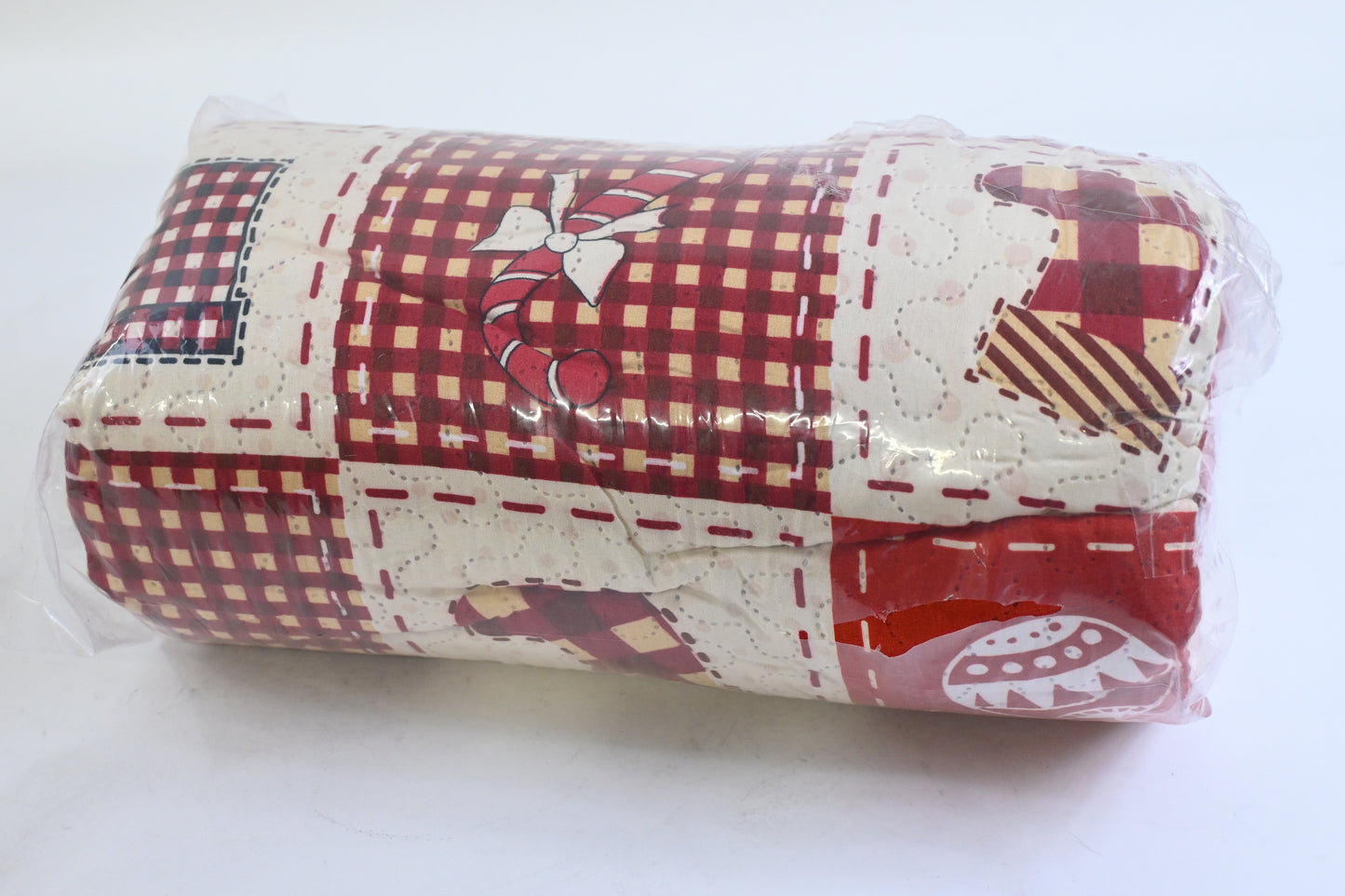 Christmas Plaid Patchwork Quilt Bedding w/ 2 Pillow shams Yellow Red, King