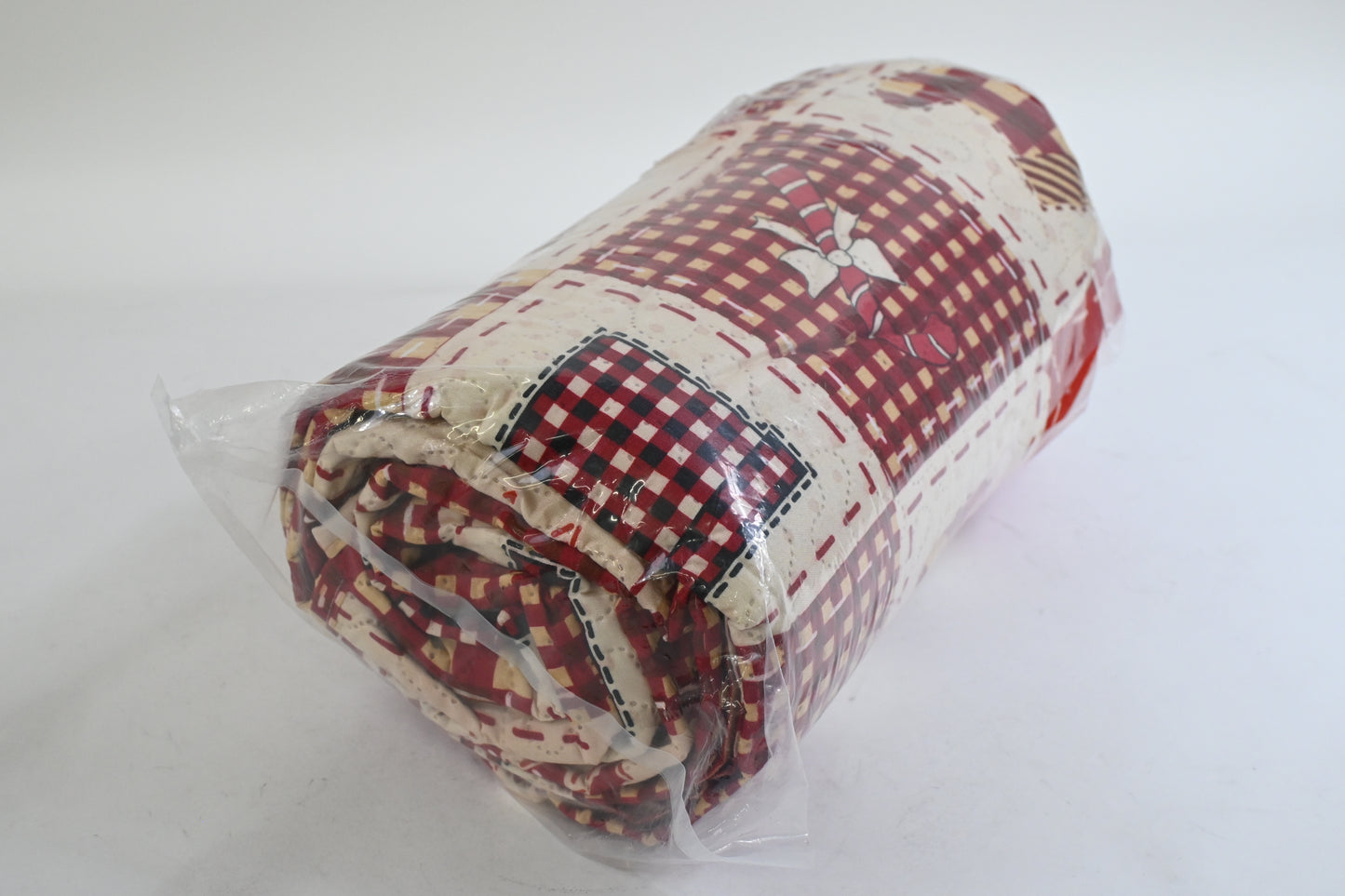 Christmas Plaid Patchwork Quilt Bedding w/ 2 Pillow shams Yellow Red, King