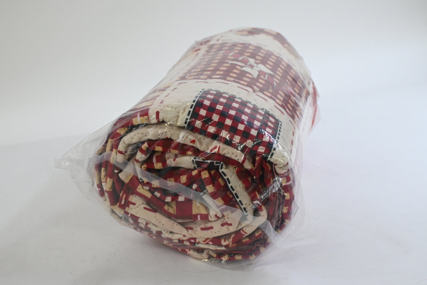 Christmas Plaid Patchwork Quilt Bedding w/ 2 Pillow shams Yellow Red, King