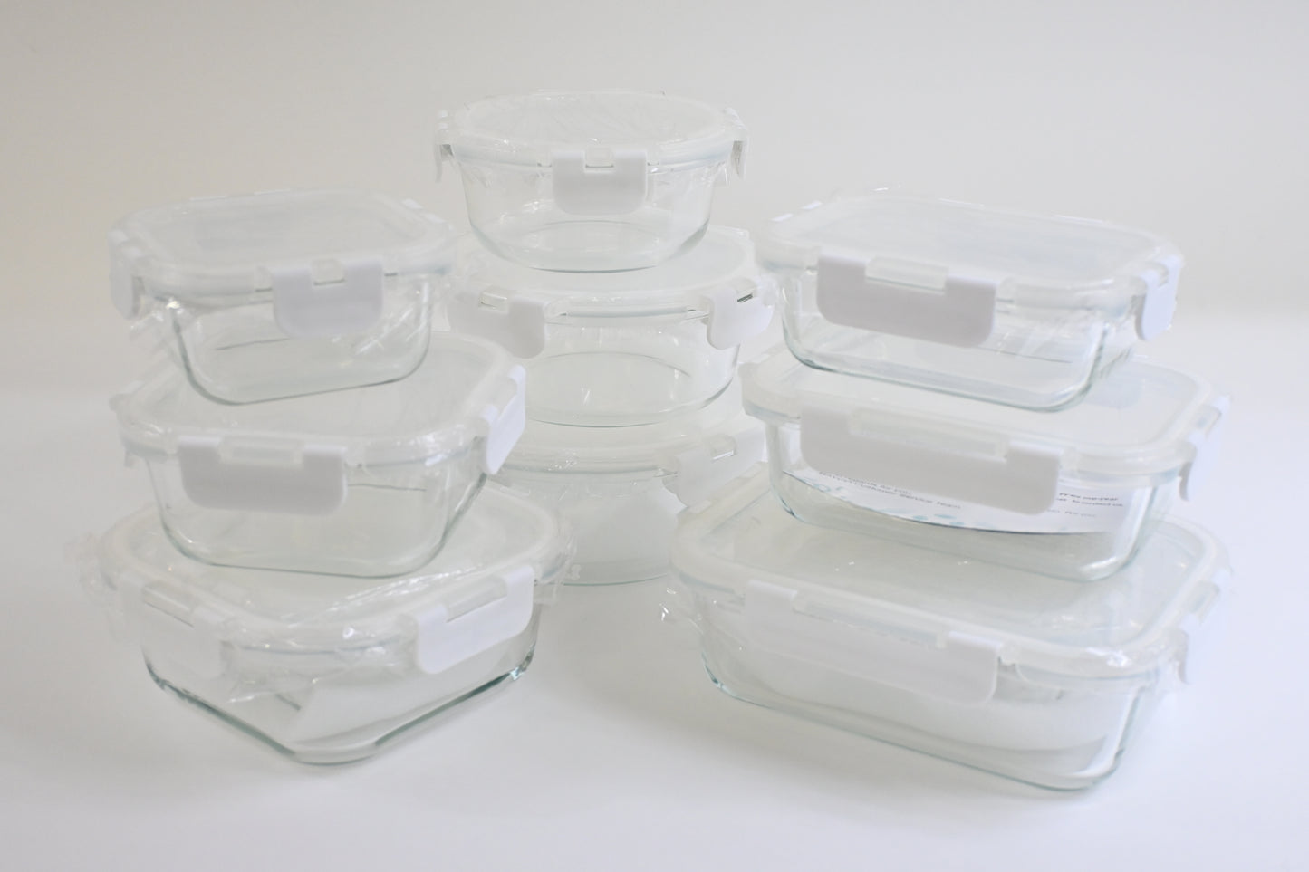 12 Glass Airtight Food Storage Containers, BPA Free & Leak Proof, White