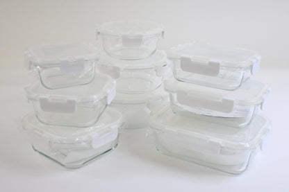12 Glass Airtight Food Storage Containers, BPA Free & Leak Proof, White