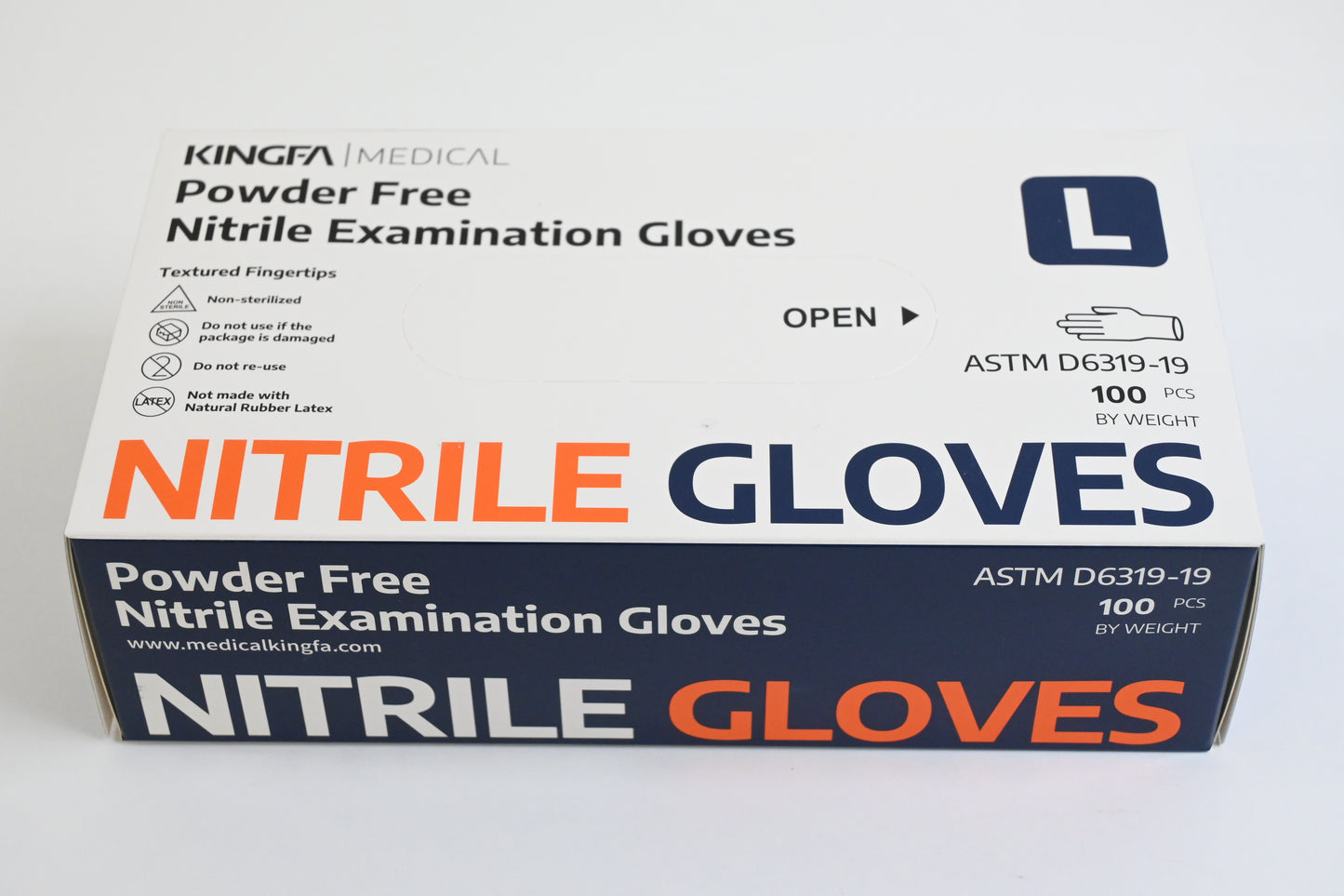 KINGFA Nitrile Medical Exam Gloves - Case of 1,000 - 10 Boxes of 100, Large,Blue