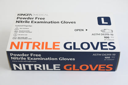 KINGFA Nitrile Medical Exam Gloves - Case of 1,000 - 10 Boxes of 100, Large,Blue