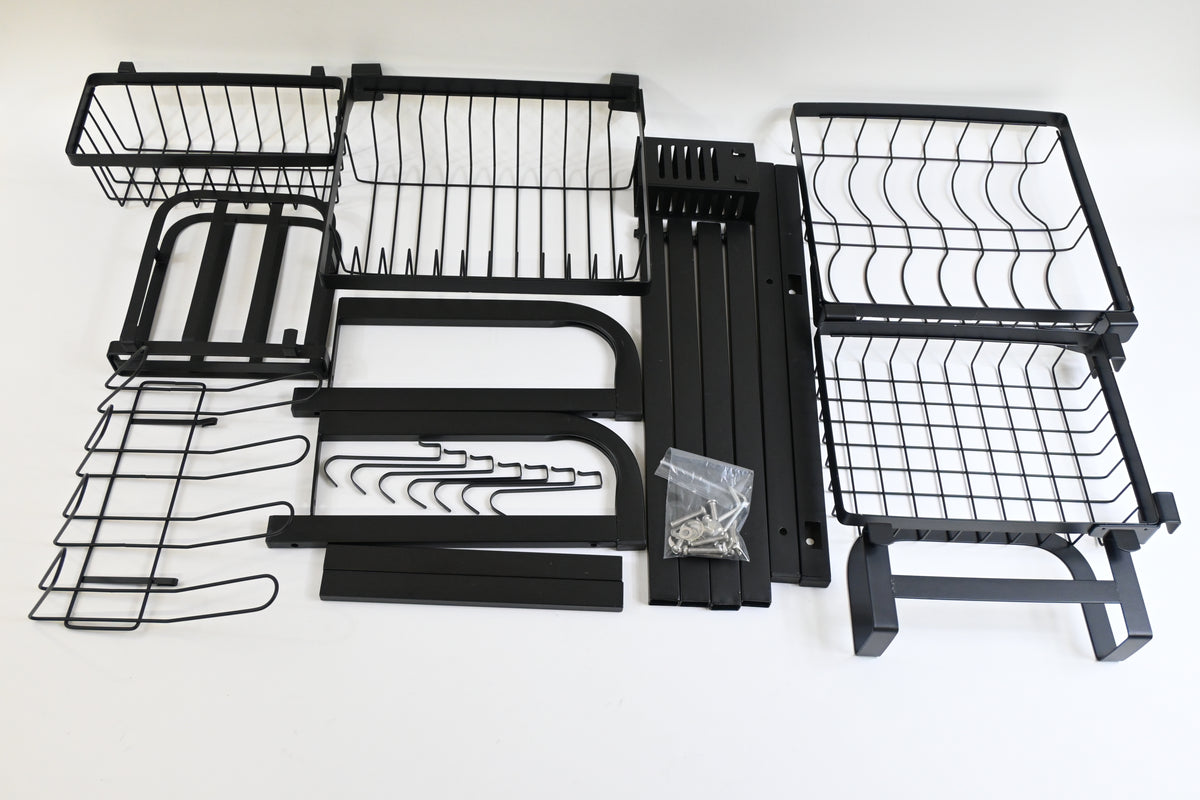 Over The Sink Dish Drying Rack, 2 Tier Adjustable Length Dish Rack 33.5-39.4