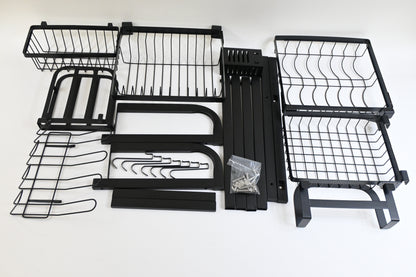 Over The Sink Dish Drying Rack, 2 Tier Adjustable Length Dish Rack 33.5-39.4