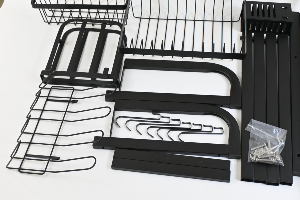 Over The Sink Dish Drying Rack, 2 Tier Adjustable Length Dish Rack 33.5-39.4