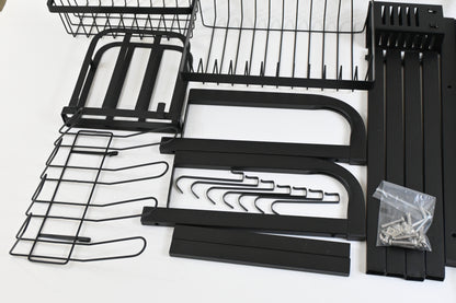 Over The Sink Dish Drying Rack, 2 Tier Adjustable Length Dish Rack 33.5-39.4